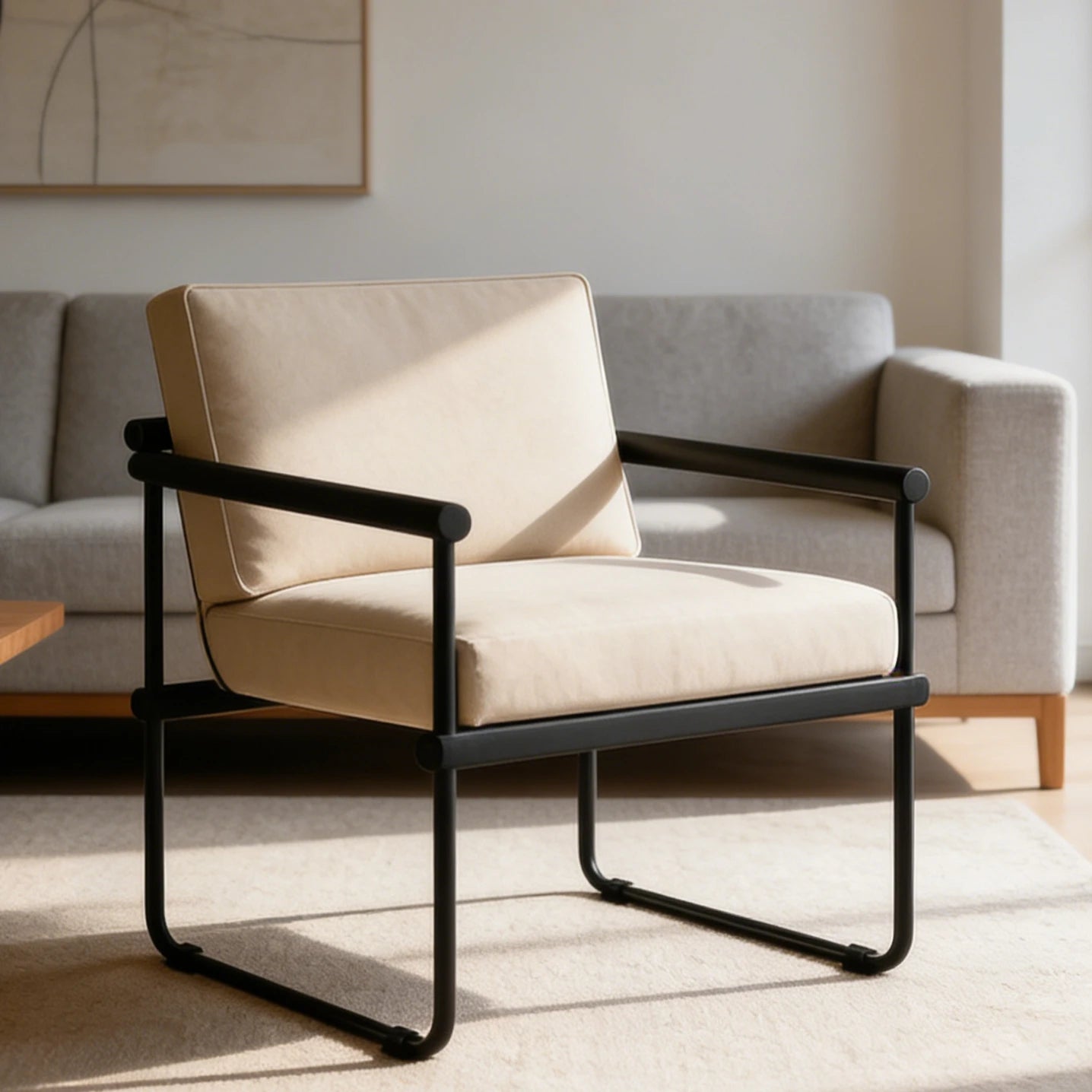 Silla de sala de estar con reposabrazos decorativo, sillón con marco, sofá individual, dormitorio de diseño, balcón, muebles estéticos