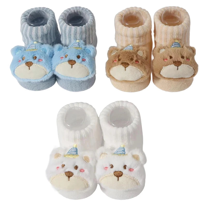 3 par/set de calcetines para bebés, accesorios para recién nacidos, animales de dibujos animados, ropa de regalo para niños, material infantil, calcetín transpirable de algodón