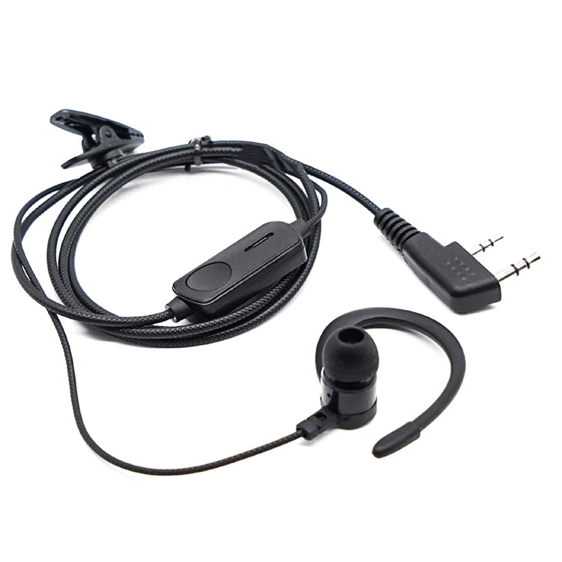 Auriculares con gancho para la oreja para walkie talkie BF760 BF996, micrófono con cable con enchufe K, auriculares de Radioaficionado bidireccional
