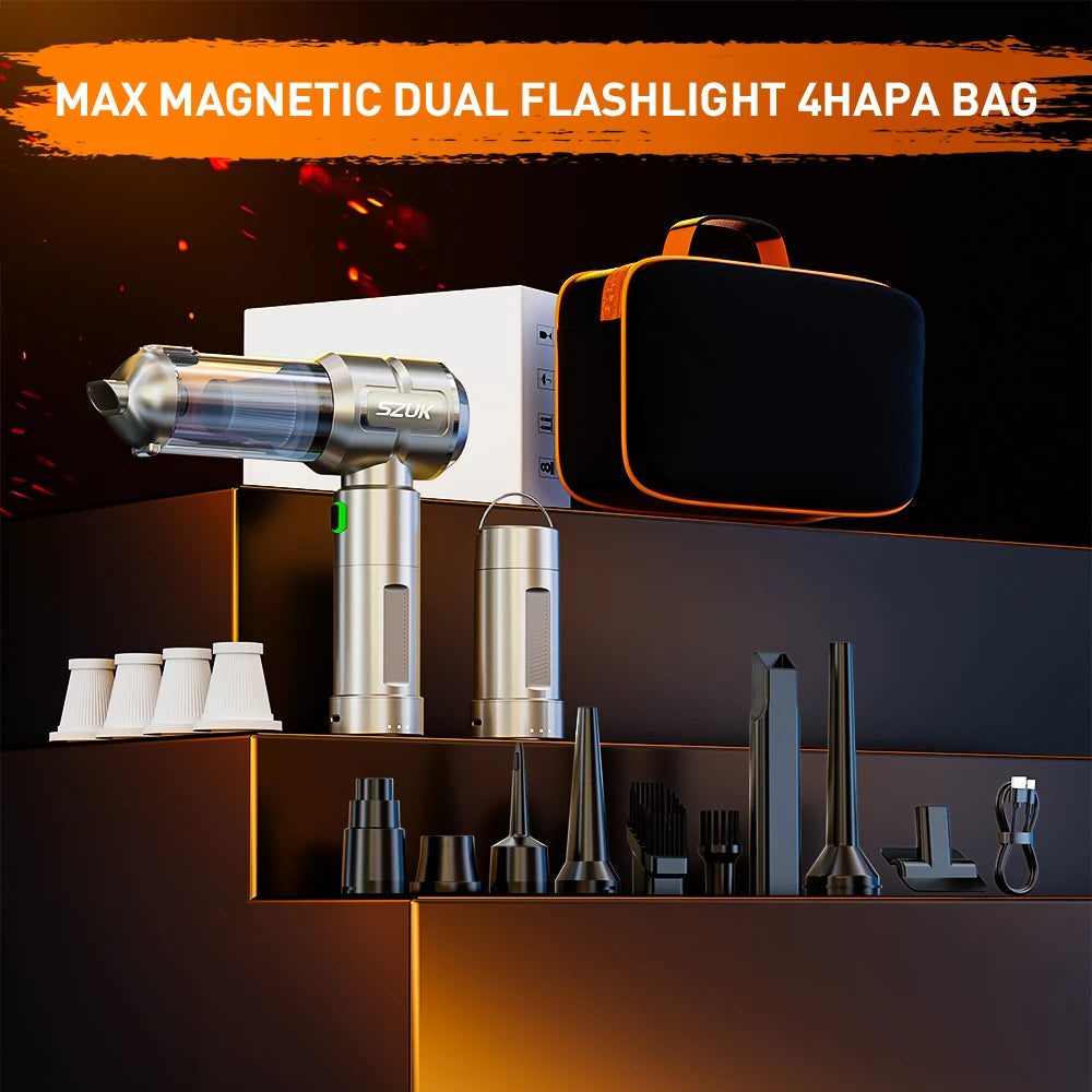 SZUK 2026 Aspiradora Inalámbrica Portátil, Mini Soplador, Nueva Aspiradora para Auto, Potente Máquina de Limpieza Manual con LED
