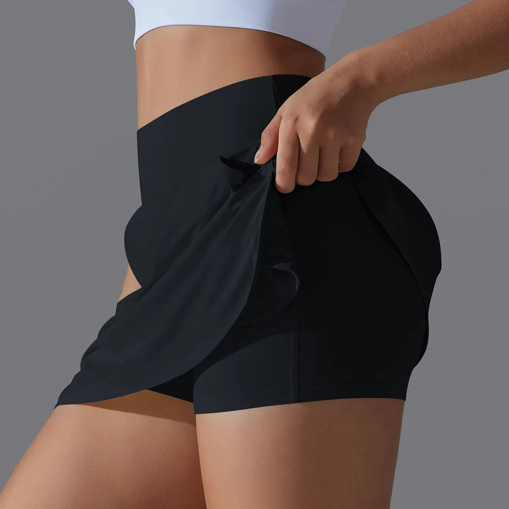 Falda Deportiva de Yoga para Mujer 2 en 1, Falda de Tenis y Bádminton con Pantalones Cortos, Cintura Alta, Transpirable, Falda Deportiva para Fitness, Golf y Atletismo