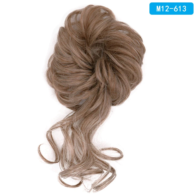AZQUEEN-extensión de cabello de moño desordenado, banda elástica sintética, moño ondulado rizado, Scrunchies Donut Updo, postizo para mujer