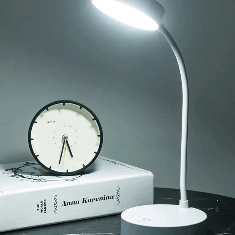 Lámpara de escritorio LED flexible con atenuador de 3 niveles, alimentada por USB, cuidado de los ojos, luz blanca cálida, perfecta para el hogar, la oficina, la lectura, el estudio