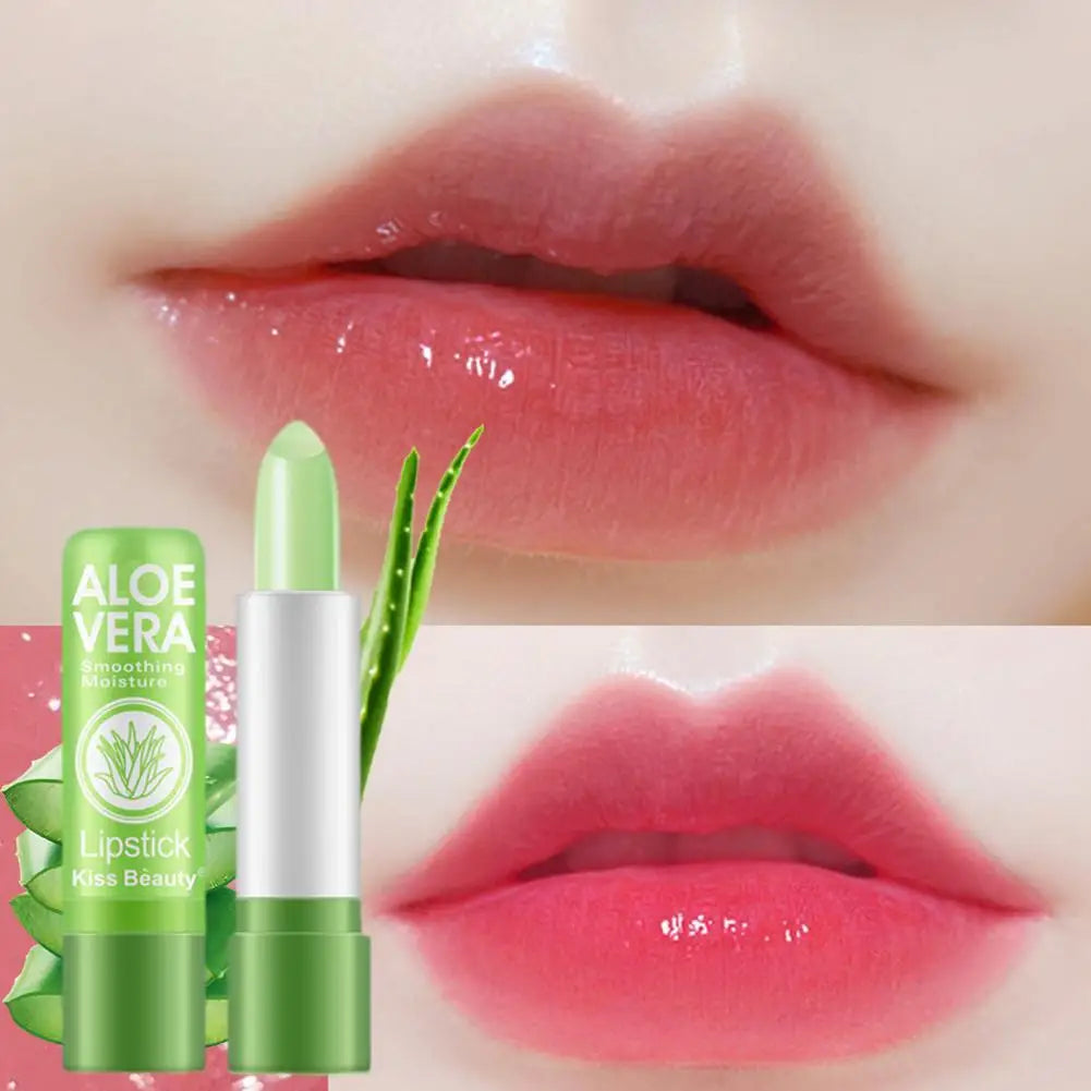 Bálsamo labial de Aloe Vera que cambia de Color, bálsamo labial hidratante duradero, resistente al agua, cambia de temperatura, 1 unidad
