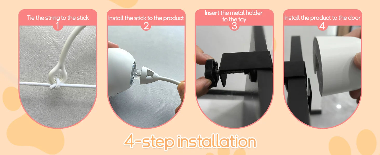 Juguetes para gatos, juguetes interactivos de plumas para interiores, cuerda retráctil automática recargable para colgar en la puerta para gatos