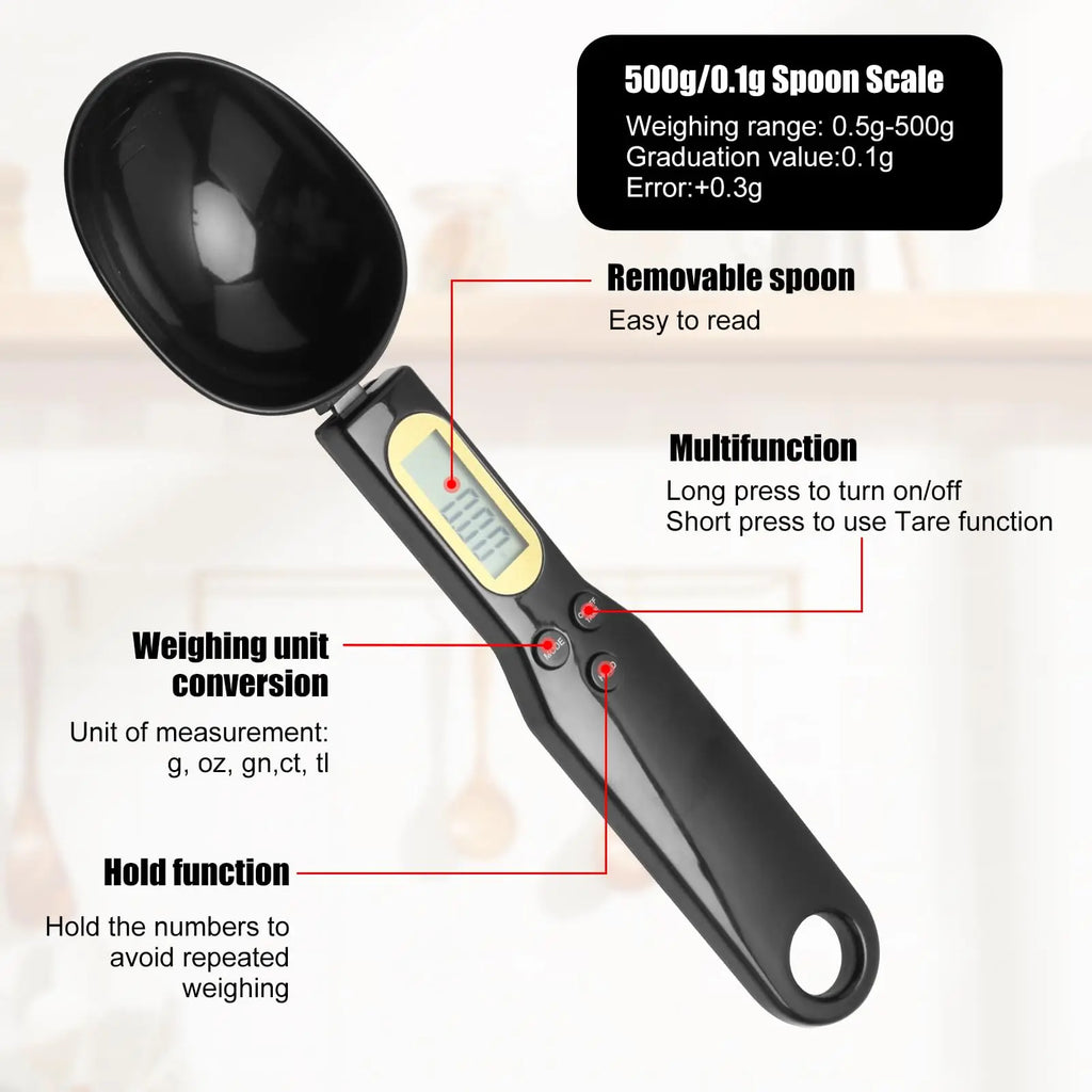 Báscula de Cocina Electrónica de 500g/0.1g, Báscula Digital LCD para Medir Alimentos, Harina, Cuchara Digital, Mini Herramienta de Cocina para Leche, Café