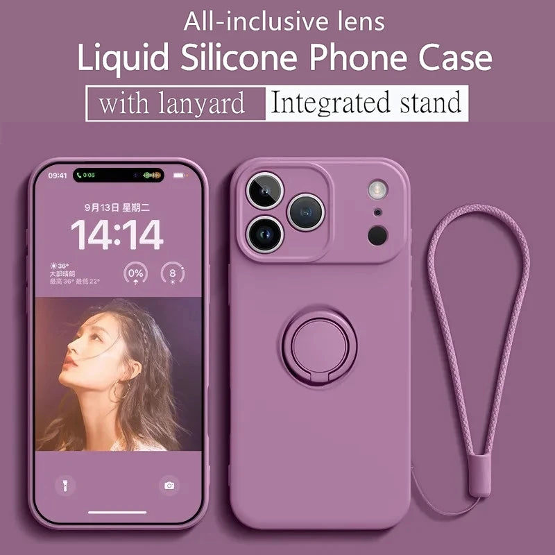 Funda Magnética con Anillo de Silicona Líquida para iPhone 17 Air 16E 15 14 13 12 11 Pro Max Plus, Antigolpes, Protectora y Suave
