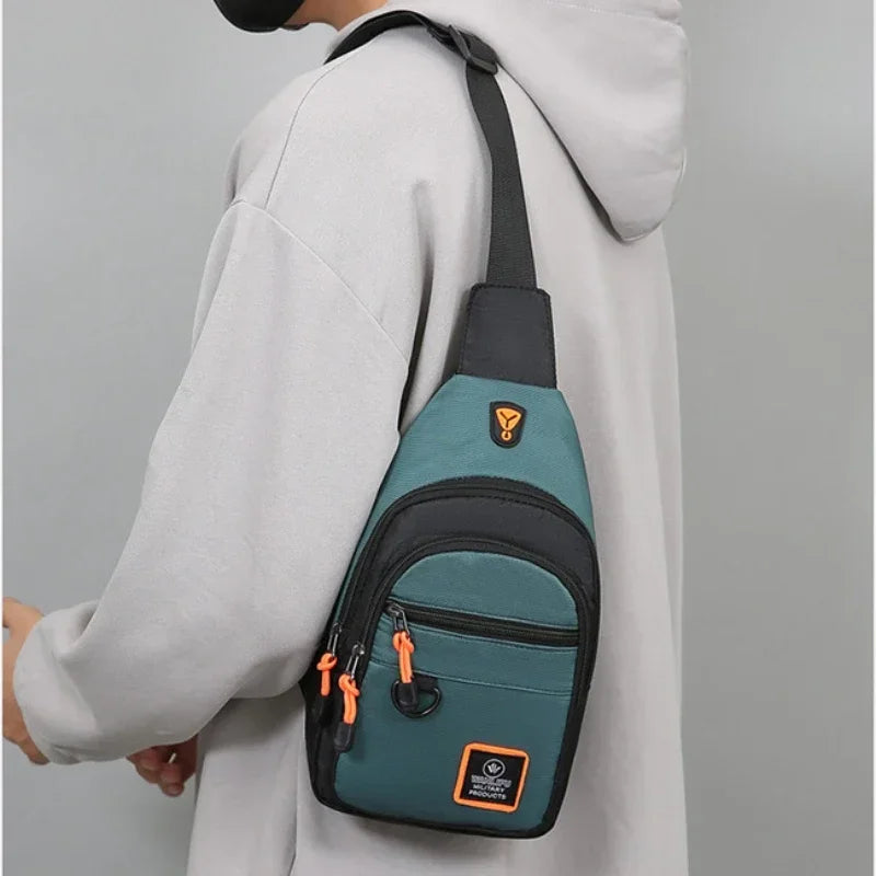 Riñoneras informales con estilo para hombre, bolso de pecho para hombre, bolso de pecho a la moda, bolso de hombro tipo bandolera de tela Oxford ligero