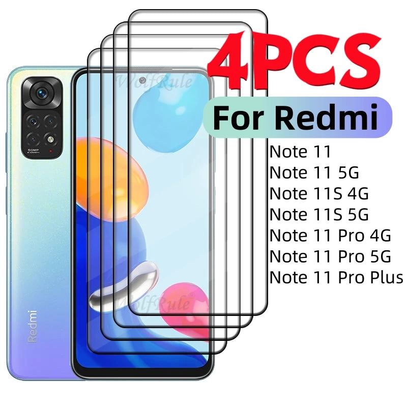 4/3/2/1 Uds cubierta completa de cristal para Redmi Note 11 cristal Xiaomi Redmi Note 11 vidrio 9H HD Protector de pantalla Redmi Note 11 Pro Plus 11S