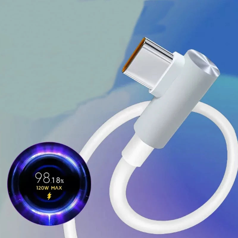 120W 90W 67W 55W 33W Original Xiaomi 6A Usb tipo C Cable de carga rápida codo de 90 grados para Poco X5 X6 Redmi Note 9 11 12 13 Pro +