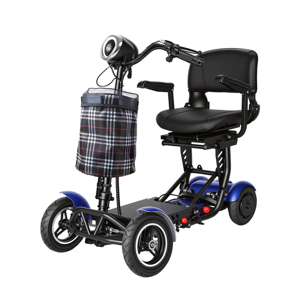 SUNNIGO Scooter Eléctrico Todoterreno de 4 Ruedas, Motor Dual de 500W, Batería de Litio de 36V 18Ah, Ligero, Plegable, Asiento Ajustable, Neumáticos Antideslizantes, Sistema de Frenos Seguro, Cómodo, Largo Alcance de 50km