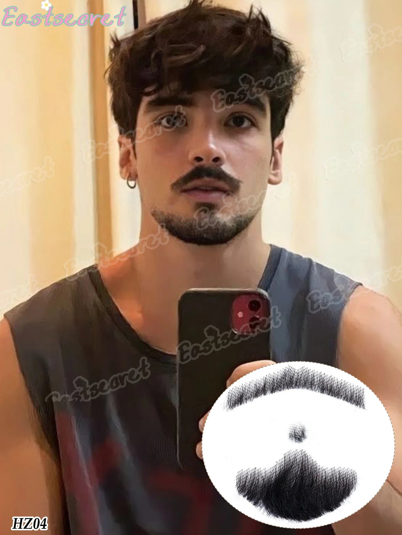 Bigote falso de barba de encaje sintético para hombres, bigote hecho a mano por pelo Real, Cosplay, encaje sintético, barbas invisibles