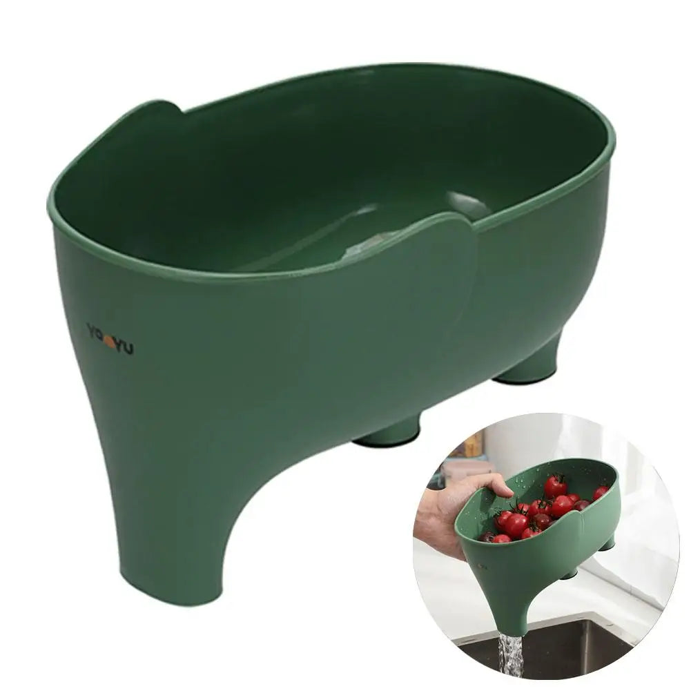 Cesta de drenaje para cocina con forma de elefante, material PP, 10*14*22cm, colador multifuncional para fregadero, lavador de frutas y verduras, cesta de almacenamiento
