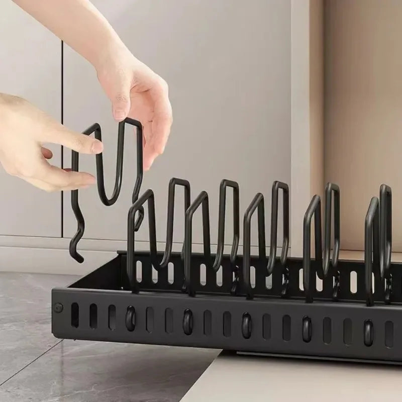 Organizador extraíble para gabinetes de cocina con rieles deslizantes, estante de almacenamiento ajustable para ollas, sartenes y platos