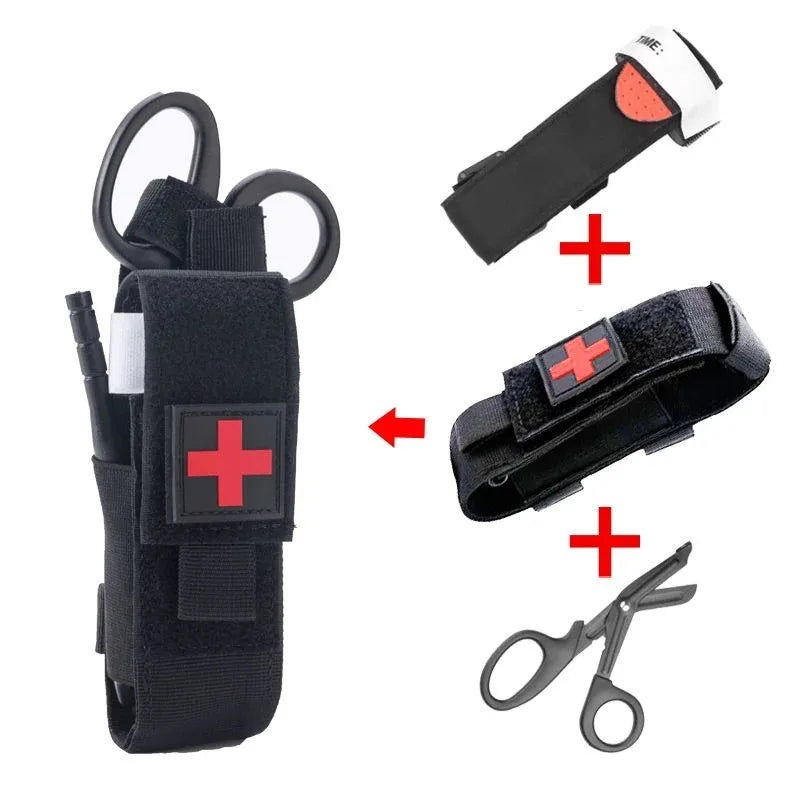Torniquete de emergencia táctico correa de emergencia equipo de primeros auxilios médico de una sola mano para senderismo Camping viajes deportes al aire libre
