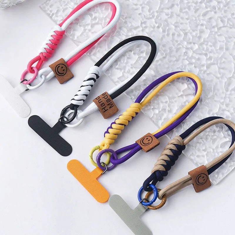 Cordón de teléfono tejido contrastante de estilo británico INS, funda de teléfono corta de mano a la moda, cuerda para muñeca, colgante para equipaje de muñeca, cuerda colgante