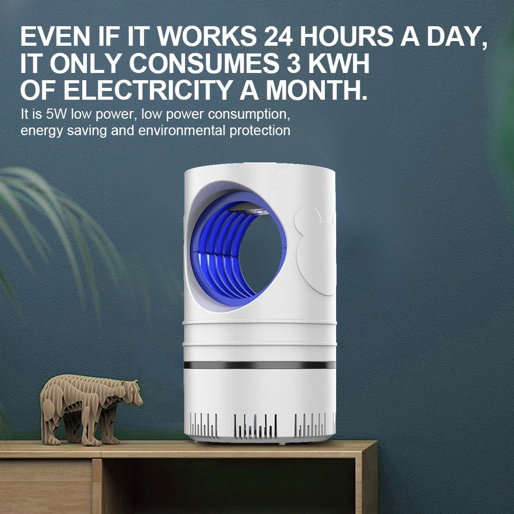 1 unidad de matamoscas eléctrico, trampa de luz LED, lámpara de Control de plagas pequeñas con fuente de alimentación USB y adaptador