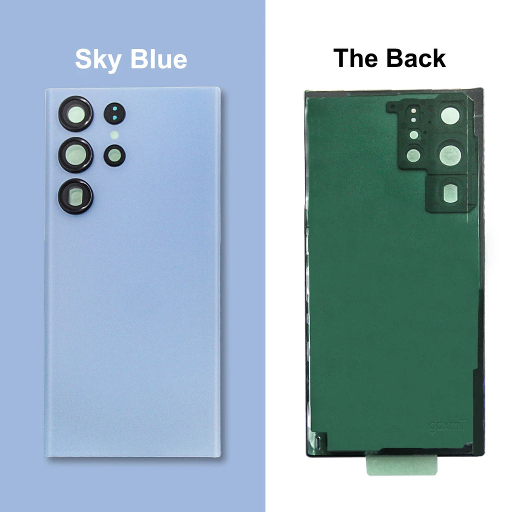 Carcasa Trasera para Samsung S23 Ultra, Tapa de Batería, Repuesto de Cubierta Trasera del Teléfono + Marco de Cámara y Lente