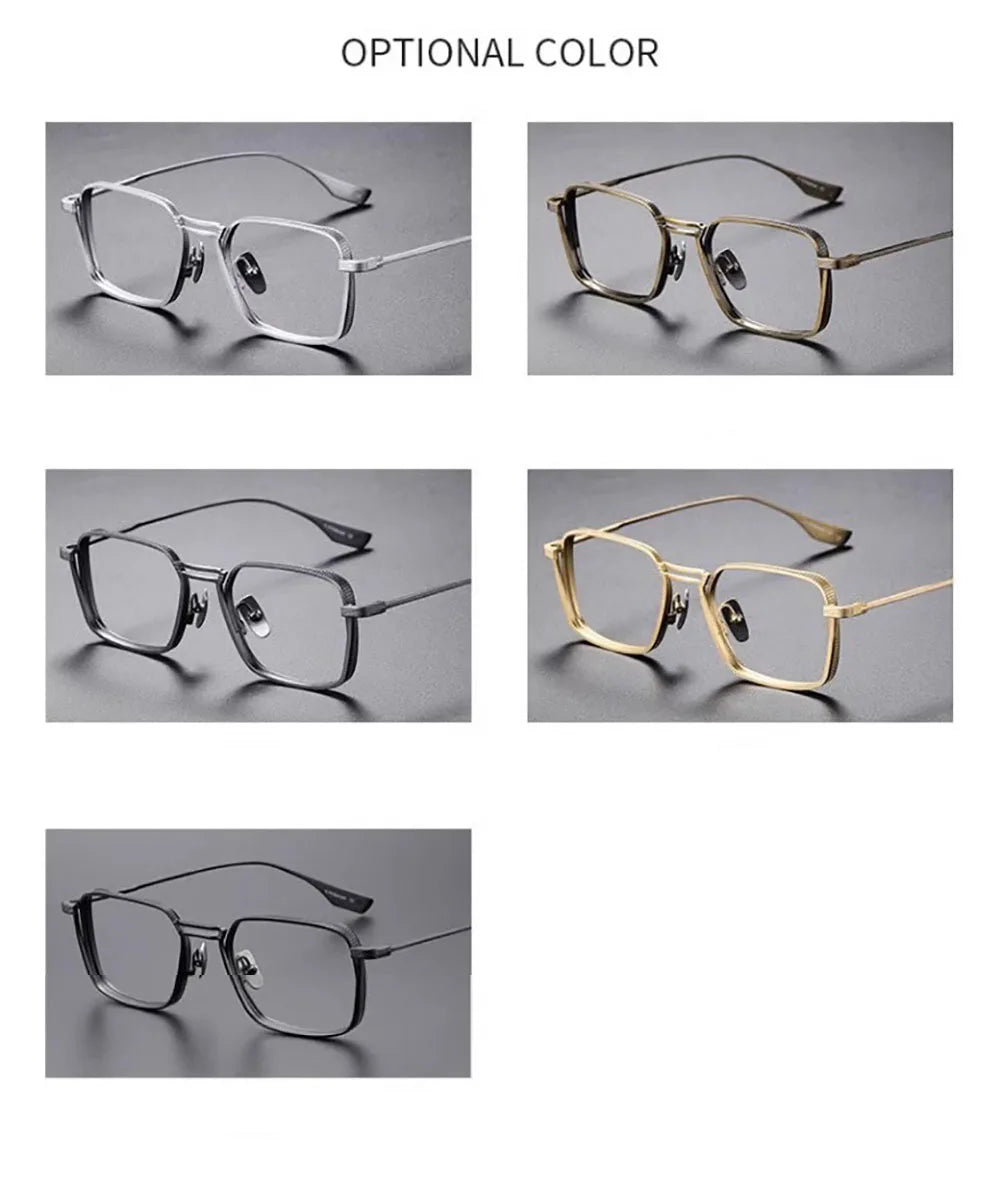 Gafas KLASSNUM para hombre, monturas ópticas de Metal cuadradas Vintage con lentes transparentes para hombre, gafas con lentes de luz azul, diseño de lujo