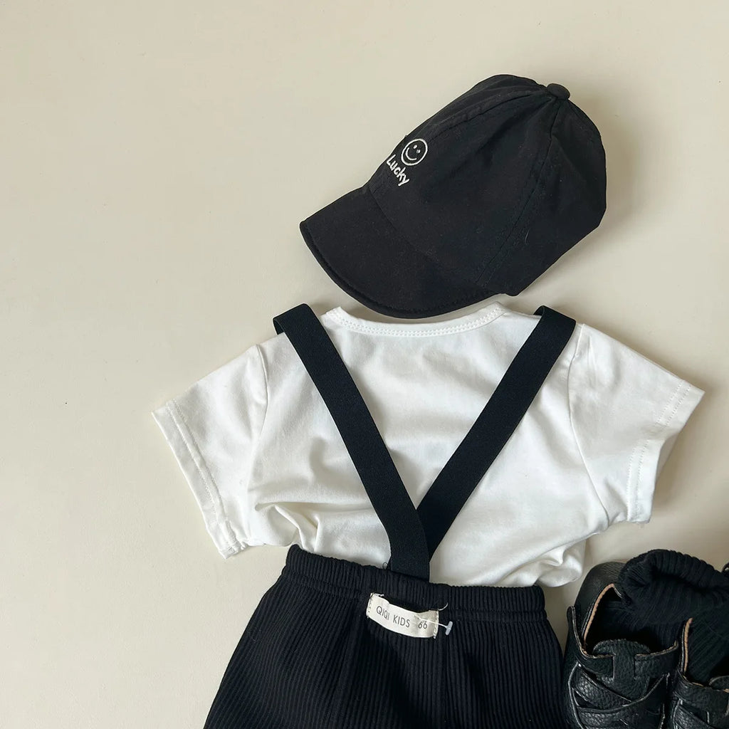 Conjunto de ropa UNITIM coreano de verano para bebés, camisetas de manga corta de algodón con tirantes, pantalones cortos finos, trajes para niños pequeños, 2 uds.