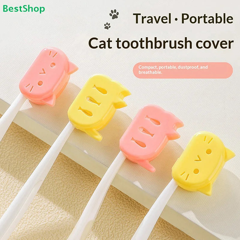 ❀ ❀ Funda Protectora para Cepillo de Dientes con Diseño de Gato de Dibujos Animados - Estuche de Viaje Transpirable y a Prueba de Polvo para Protección del Cepillo de Dientes