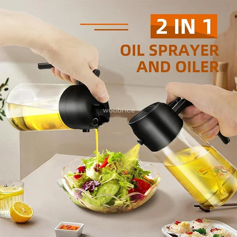 Botella pulverizadora de aceite en aerosol de plástico 2 en 1, 500ml, dispensador de aceite en aerosol, tarro de aceite, vinagrera, barbacoa, cocina, hornear, asar, Picnic, herramienta de cocina