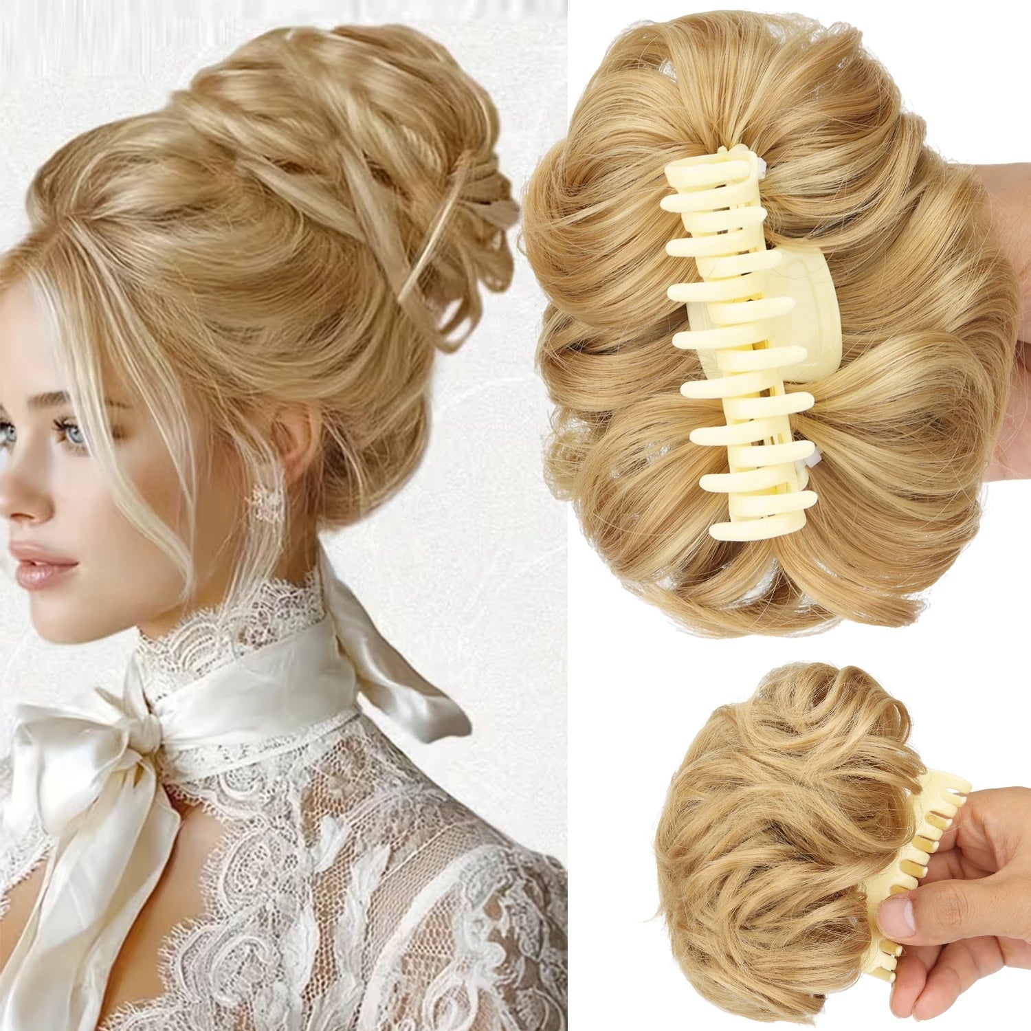 Extensiones de Cabello Sintético con Clip, Moño Despeinado, Postizo Rizado para Mujer, Uso Diario y Fiestas, Varios Colores Disponibles