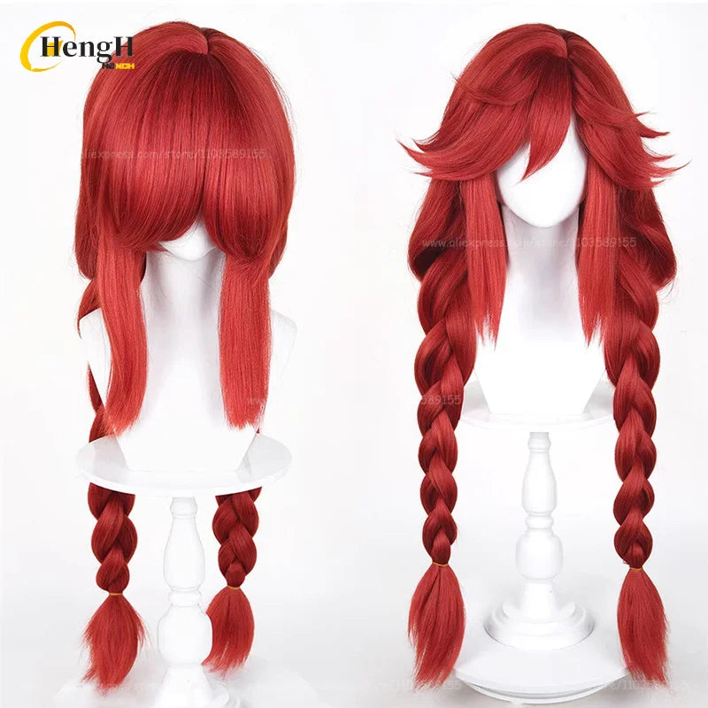 En stock Anime Zanka Guita Enji ‌   Pelucas de Cosplay Rudo Amo Li Glaze, pelo sintético resistente al calor, pelucas para fiesta de Halloween + gorro de peluca
