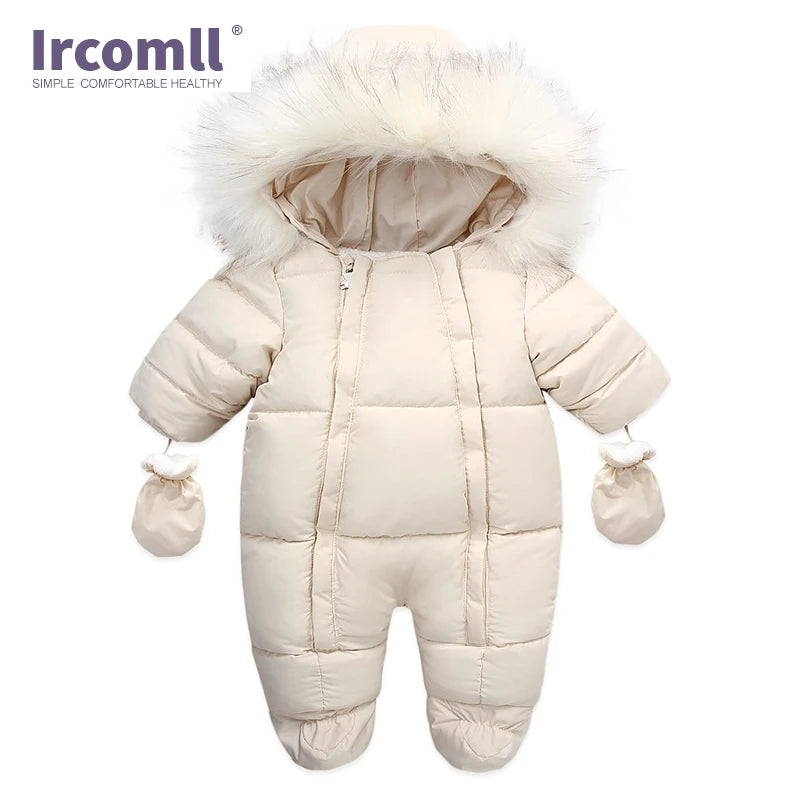 Ircomll, ropa de bebé de alta calidad, monos para niños, invierno con capucha y piel, pelele cálido para niños, mono, ropa para niños pequeños