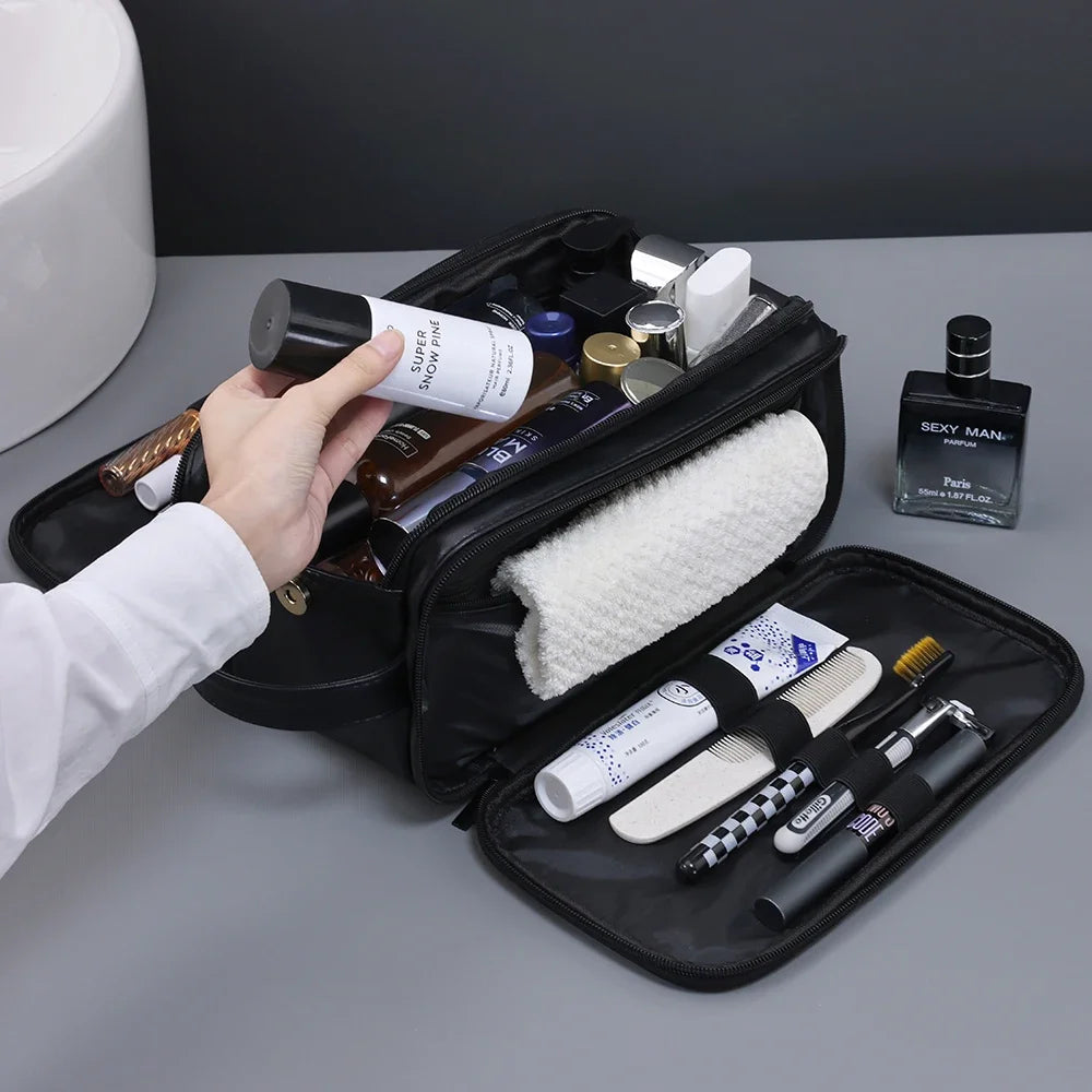 Neceser de PU con múltiples bolsillos para mujer y hombre, bolsas de maquillaje esenciales de viaje, bolsa colgante impermeable, bolsa organizadora de lavado de cosméticos