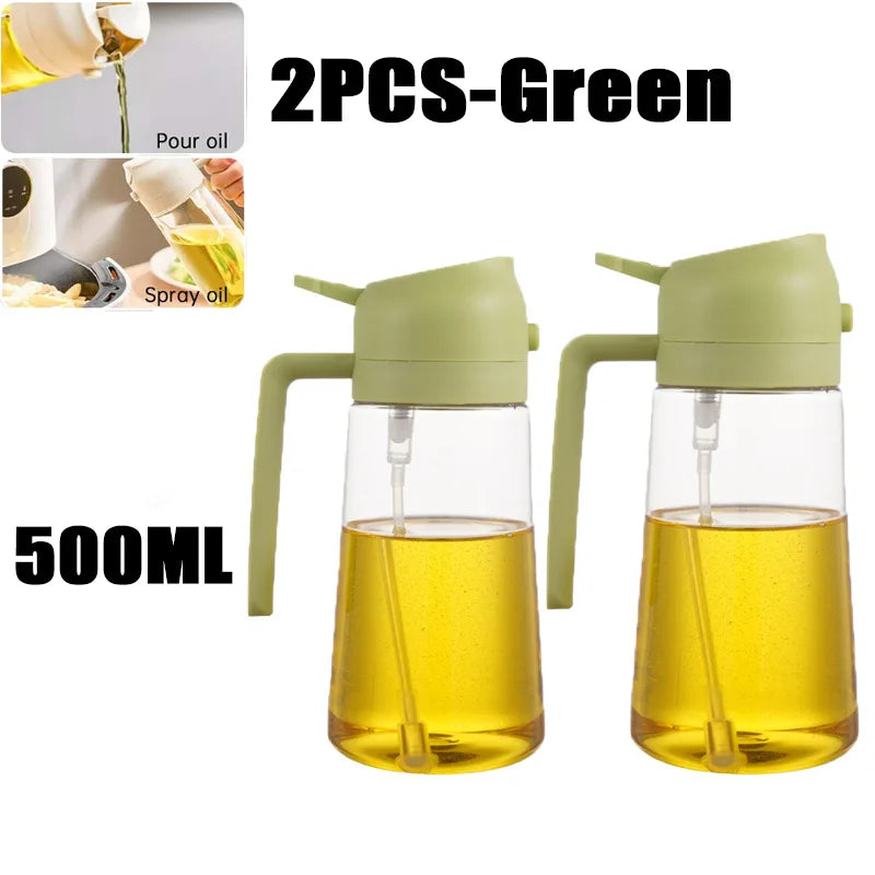Botella pulverizadora de aceite en aerosol de plástico 2 en 1, 500ml, dispensador de aceite en aerosol, tarro de aceite, vinagrera, barbacoa, cocina, hornear, asar, Picnic, herramienta de cocina