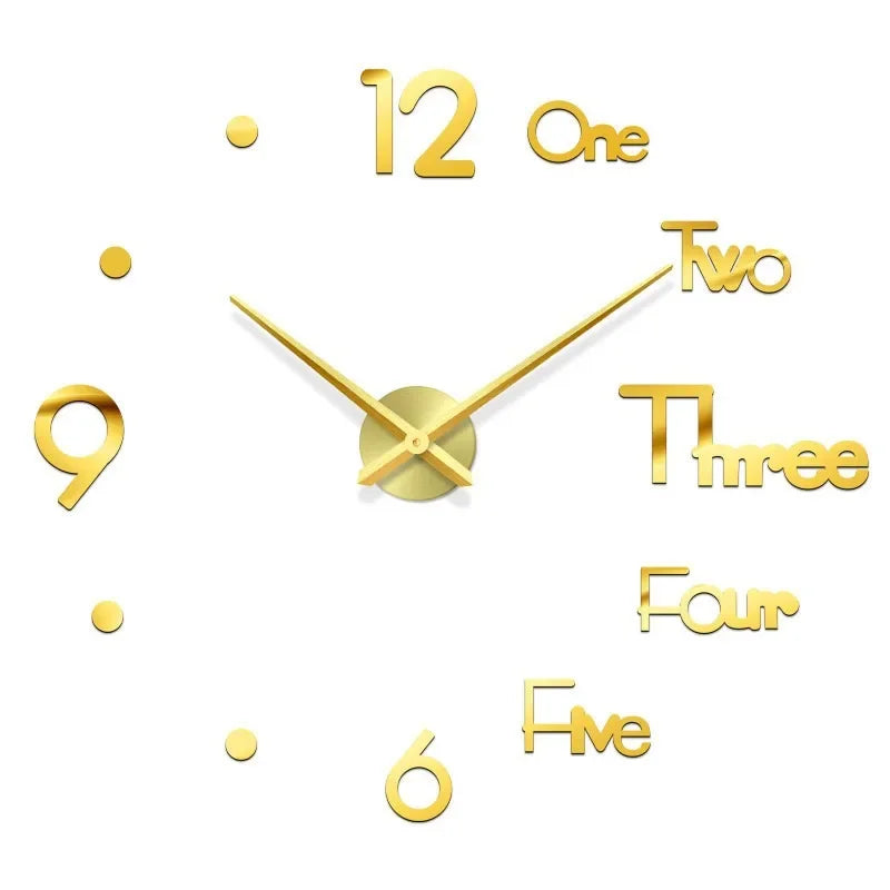 Reloj de pared con espejo acrílico de Número Romano grande 2D/3D, pegatina de moda DIY, relojes de cuarzo, reloj, decoración del hogar, pegatinas para el salón