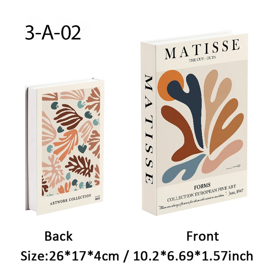 Caja de almacenamiento de libros falsos de lujo bohemio Monet Matisse, decoración Interior del hogar, libros decorativos, mesa de centro, decoración para dormitorio y sala de estar