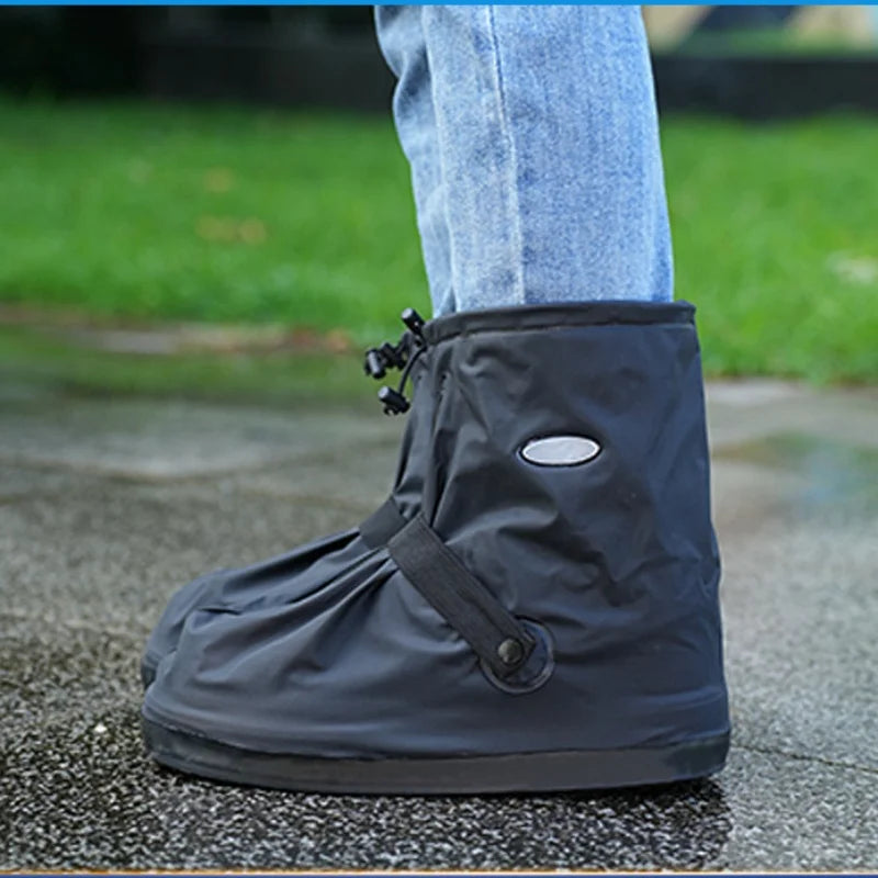 Cubrezapatos Impermeables para Lluvia, Ciclismo, Senderismo, Antideslizantes, de Cuero PU, Reutilizables, para Lluvia, Nieve, Arena Mojada