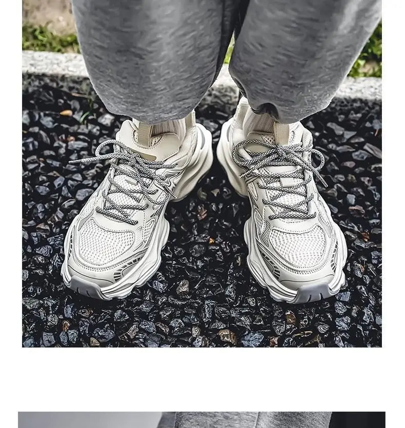 Zapatillas Deportivas Transpirables de Malla para Hombre Primavera 2025, Modernas, Combinables con Todo, Suela Gruesa, Casual...