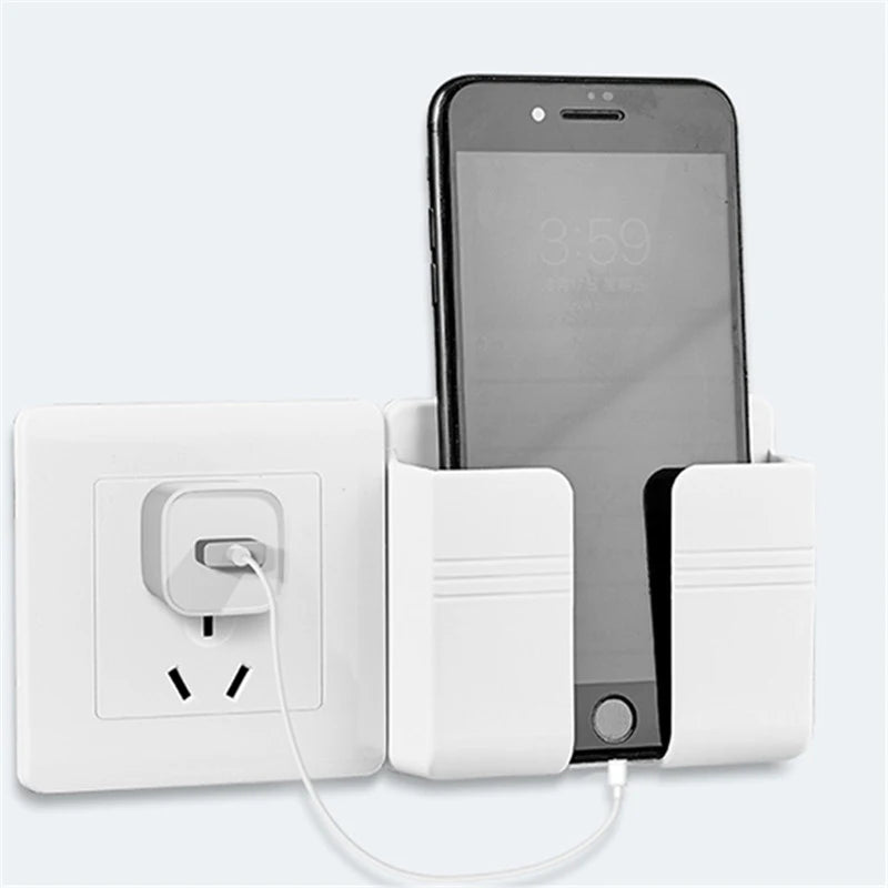 Caja de almacenamiento montada en la pared, organizador multifunción sin perforaciones, Control remoto de TV, soporte de carga para enchufe de teléfono móvil, 1-4 Uds.