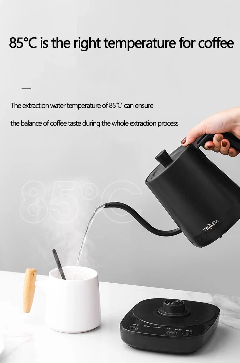 Hervidor Eléctrico de Cuello de Cisne de 800ml, Cafetera para Preparación Manual, Termo, Tetera de Acero Inoxidable 304, Jarra de Agua Inteligente con Control de Temperatura