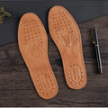 1 par de plantillas de piel de vaca para zapatos de hombre, desodorante cómodo, plantilla de cuero informal, pies, suela de zapato plana de cuero genuino de calidad
