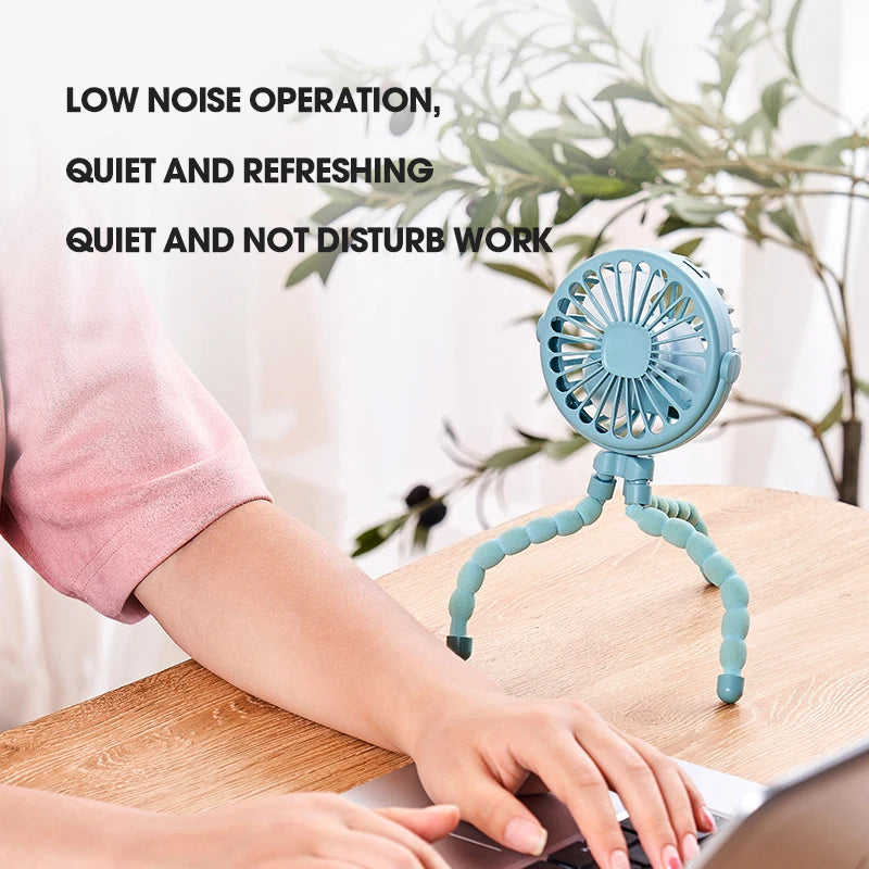 Ventilador portátil plegable de escritorio con USB, Mini ventilador de pulpo multifuncional pequeño, silencioso, para cochecito de bebé al aire libre, Verano