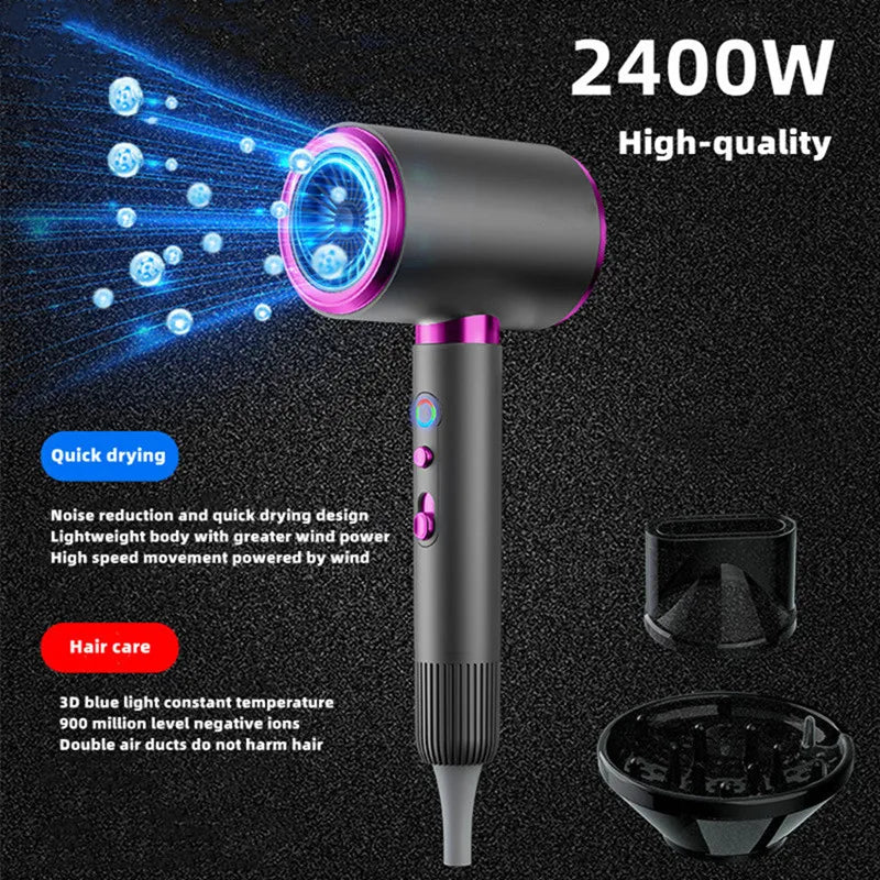 Secador de pelo de alta velocidad, venta directa del fabricante, 2400w, iones negativos de alta potencia, luz azul, cuidado del cabello, peluquería en casa, Drye