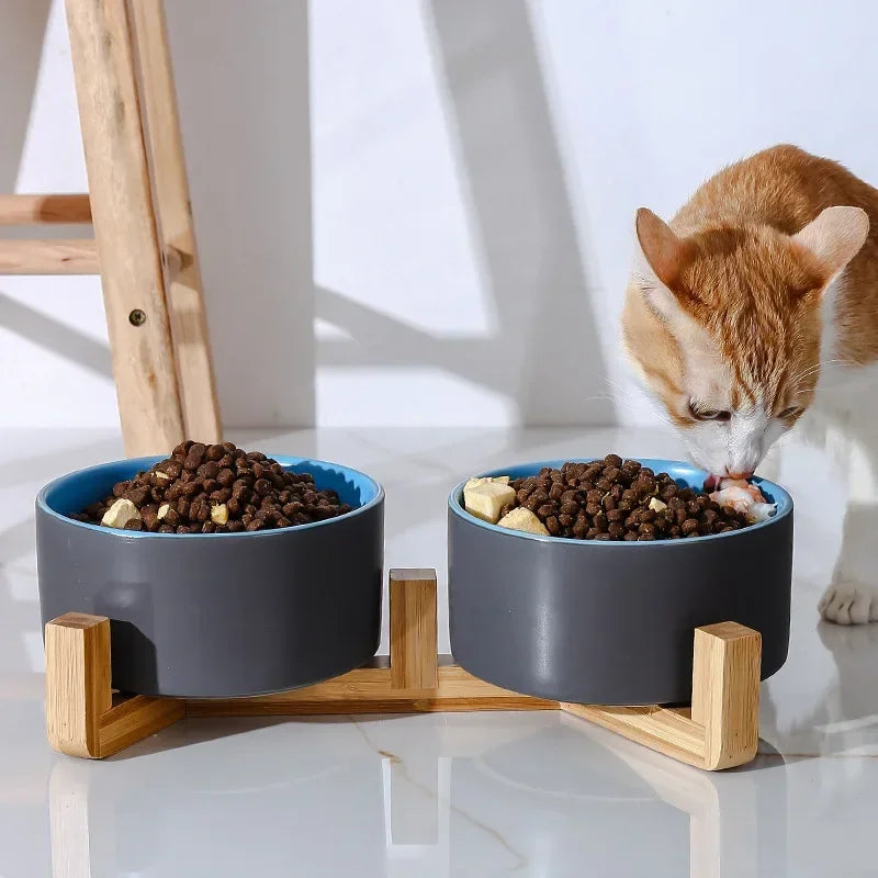 Cuenco doble de cerámica para gatos, cuenco para perros de 400ML, cuenco de agua para alimentación de mascotas, alimentador para cachorros y gatos, suministros de productos, cuencos de agua para alimentos