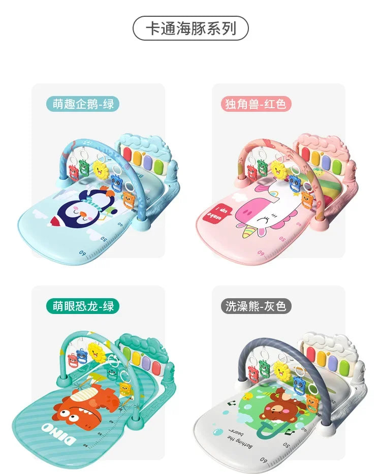 Soporte de Fitness para bebé, gimnasios y manteles de juegos de dibujos animados, estante de música, alfombra de educación temprana para bebé, estera de juego para gatear, regalos de 0 a 36 meses