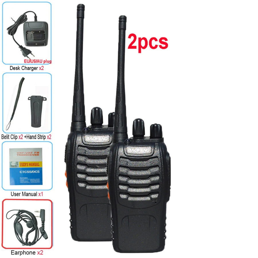 2 uds Baofeng BF 888S Walkie Talkie UHF BF888S transceptor de Radio portátil de jamón bidireccional de largo alcance para receptor de Hotel de caza