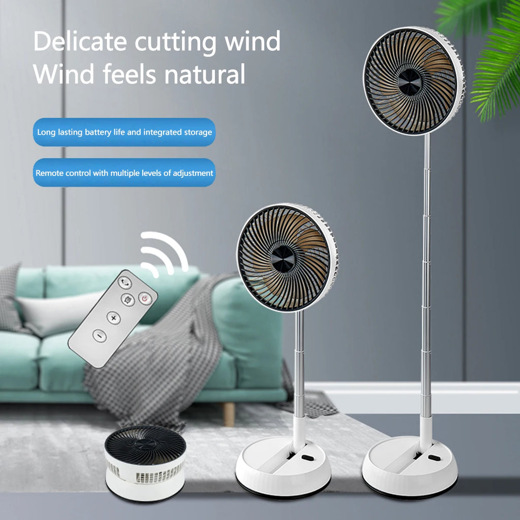 Ventilador de pie oscilante portátil con mando a distancia, ventilador de escritorio plegable, ventilador de Pedestal con batería recargable para acampar