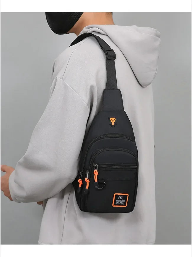 Riñoneras informales con estilo para hombre, bolso de pecho para hombre, bolso de pecho a la moda, bolso de hombro tipo bandolera de tela Oxford ligero