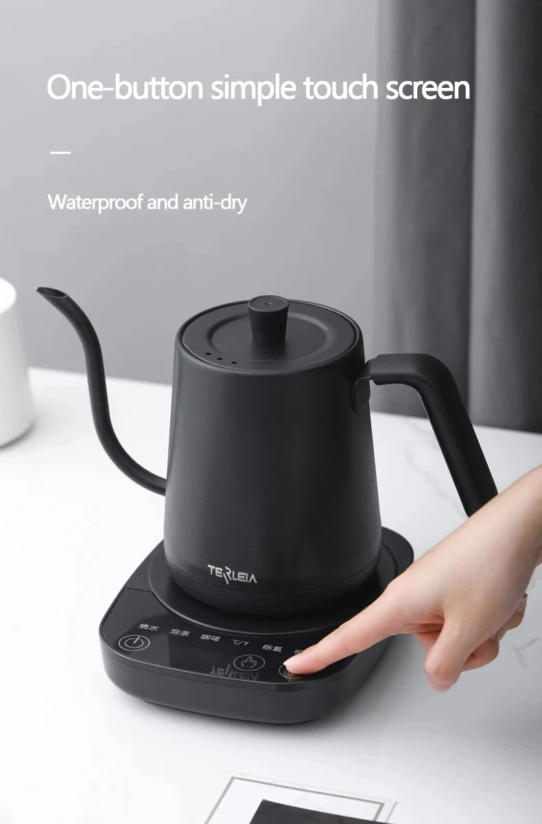 Hervidor Eléctrico de Cuello de Cisne de 800ml, Cafetera para Preparación Manual, Termo, Tetera de Acero Inoxidable 304, Jarra de Agua Inteligente con Control de Temperatura