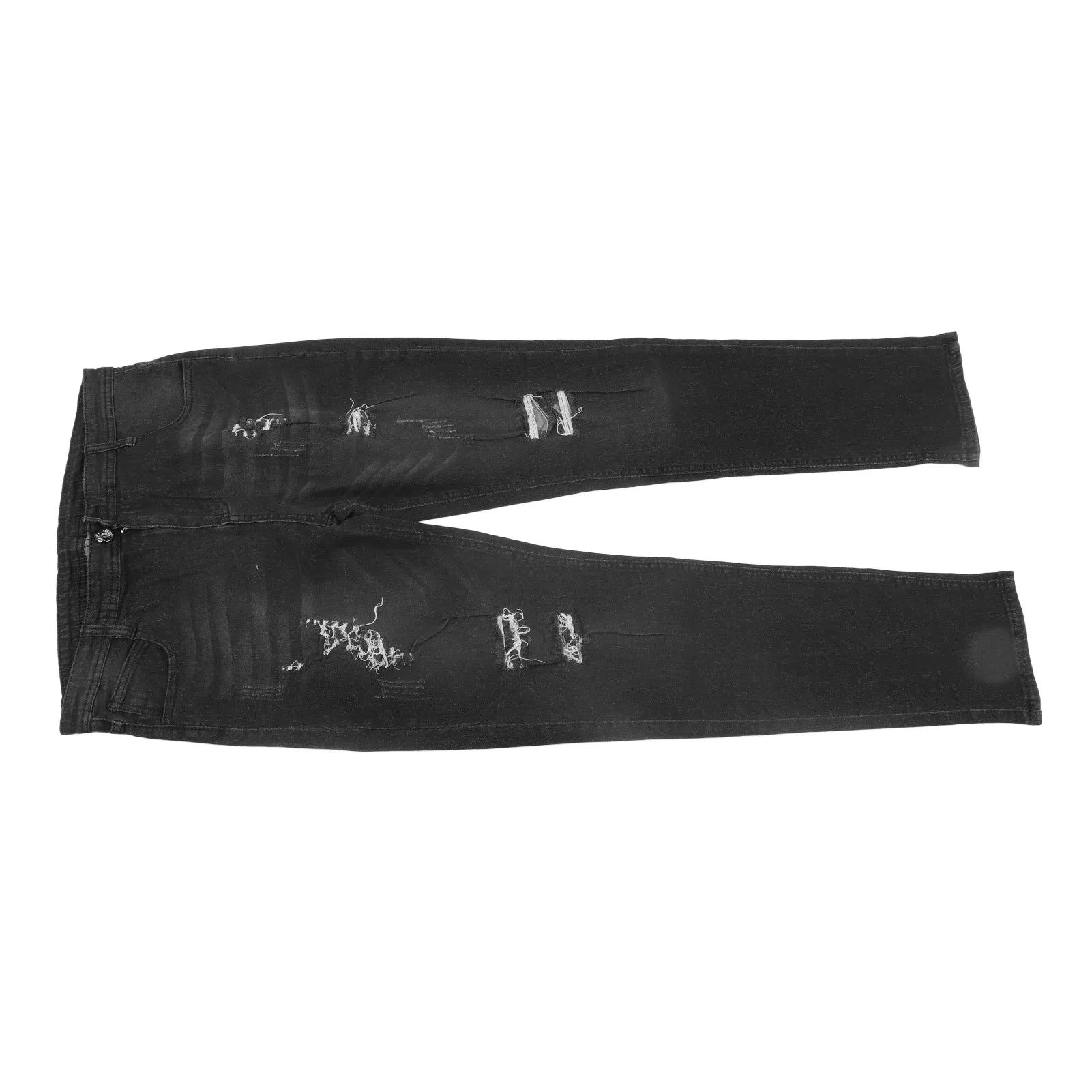 【Venta】Pantalones desgastados para hombre, pantalones ajustados informales con botones y cremallera a la moda con bolsillos para fiesta de viaje