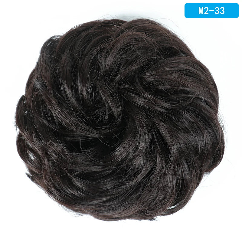 AZQUEEN-extensión de cabello de moño desordenado, banda elástica sintética, moño ondulado rizado, Scrunchies Donut Updo, postizo para mujer
