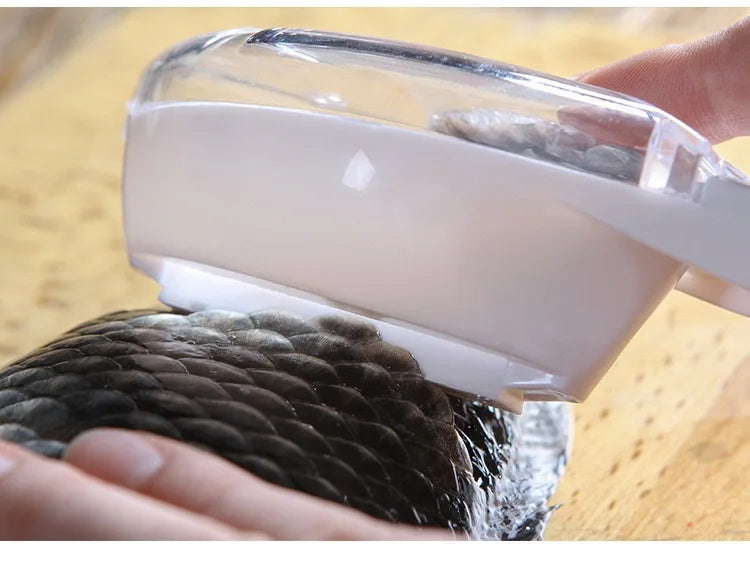 Raspador de báscula doméstica de cocina con tapa, raspador de escamas de pescado, descalcificación Manual, cepillado de herramientas de pesca
