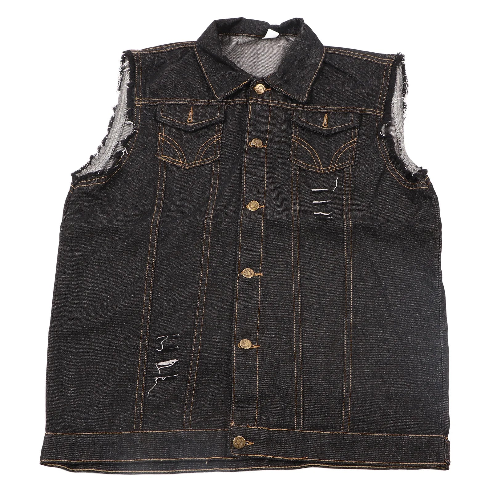 Chaleco Vaquero para Hombre, Cuello Vuelto, Sin Mangas, de Moda, con Botones, Estilo Casual